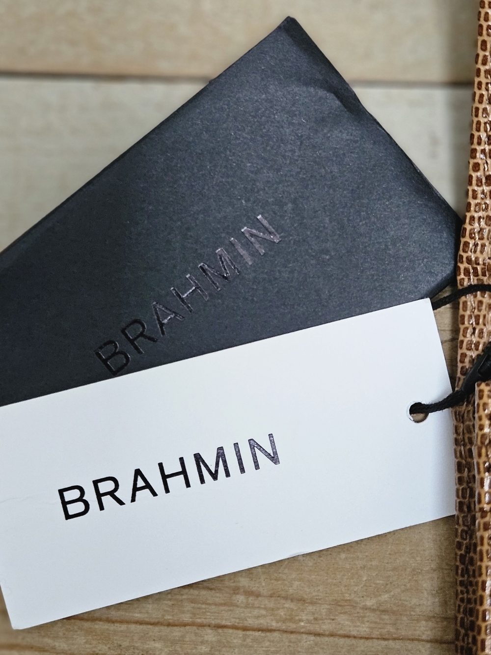 Brahmin Mini Key Wallet Tobacco Lizard Genuine Leather - Picture 6 of 8
